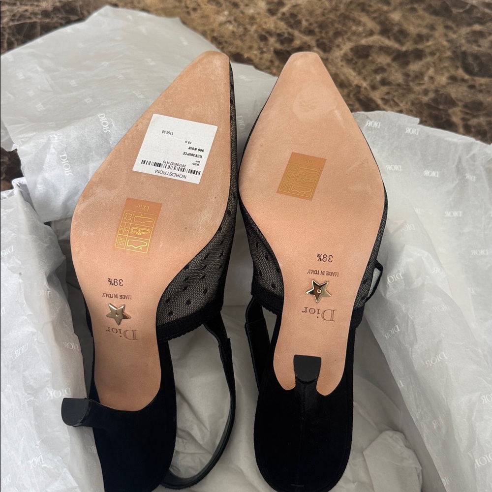 Dior j’adior christian Dior black plumetis mesh pump classic logo strap sz 39.5 - Picture 10 of 12